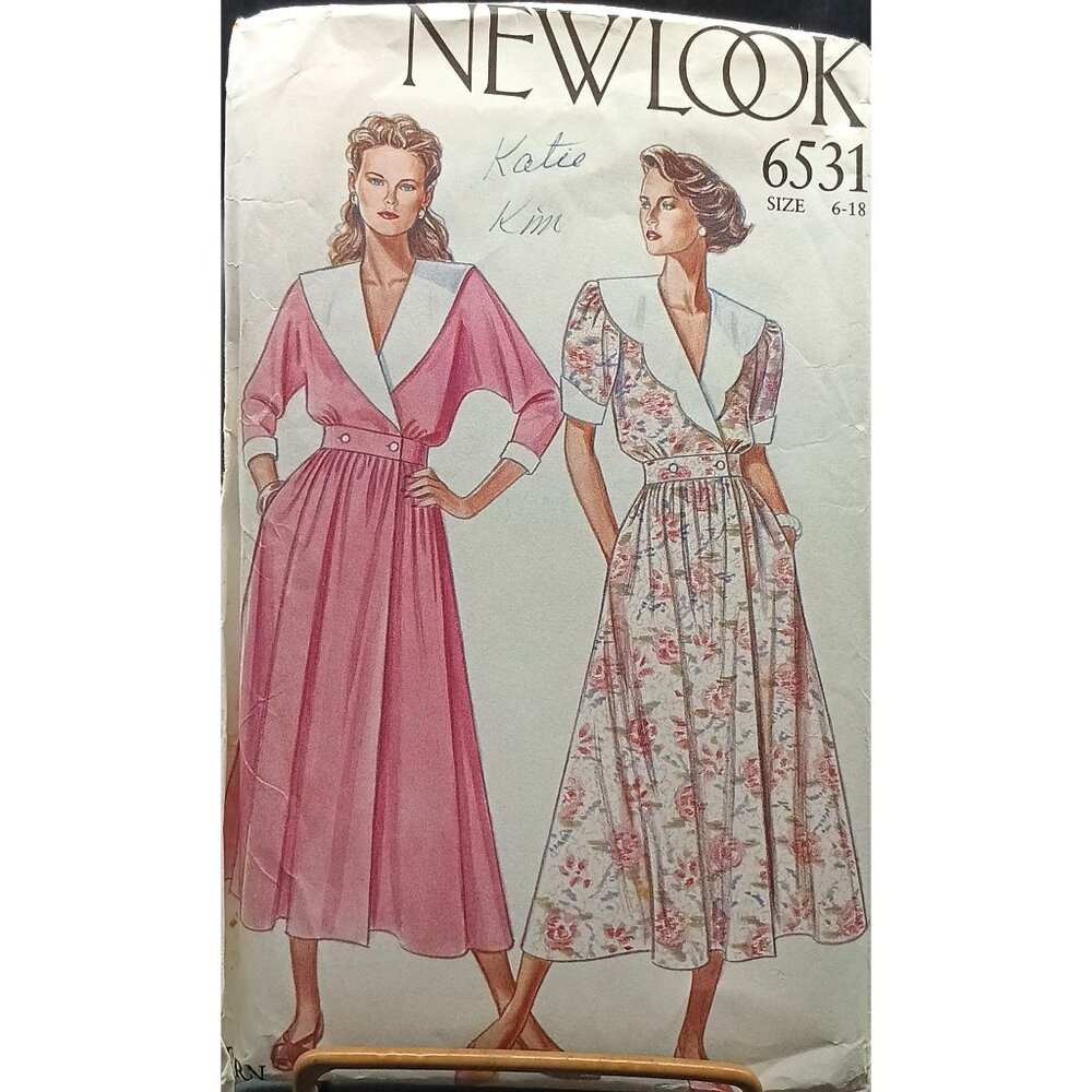 UNCUT New Look 6531 Vintage Sewing Pattern Size 6-18 Womens Dress With Collar